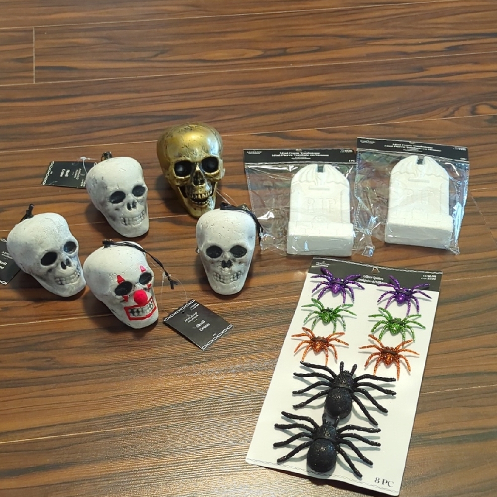 Ashland Halloween Skull Decor with Red Accents
